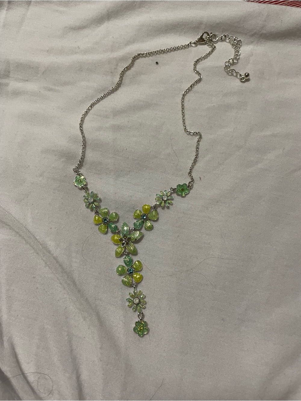 Delicate Green & Yellow Floral Drop Necklace - Women Jewelry